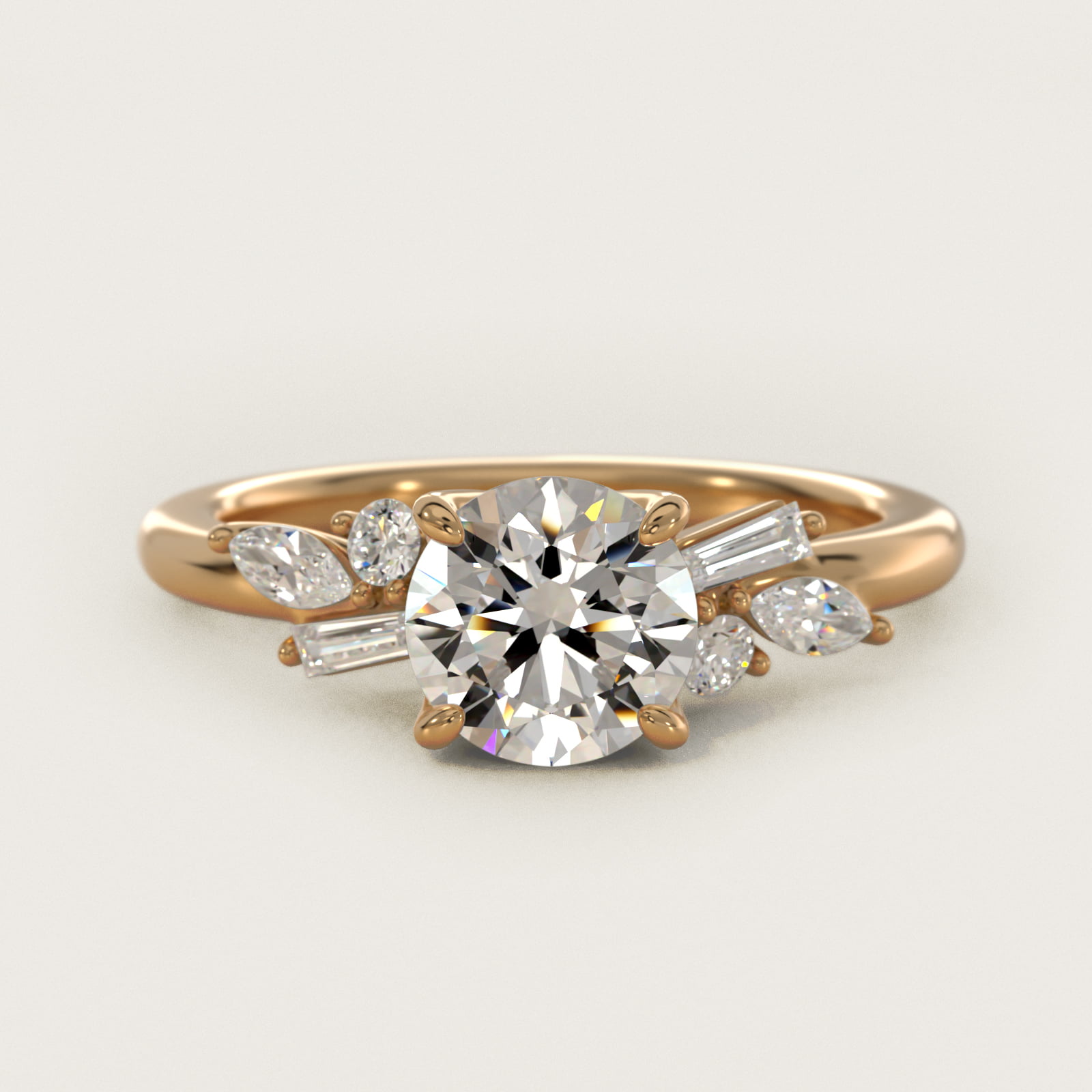 Floral Motif Diamond Accent Side Stone Engagement Ring In 18K Yellow Gold By James Allen