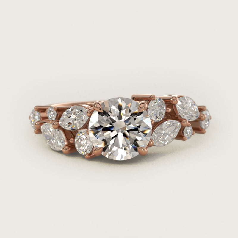 Diamond Nest Side Stone Engagement Ring In 14K Rose Gold By James Allen