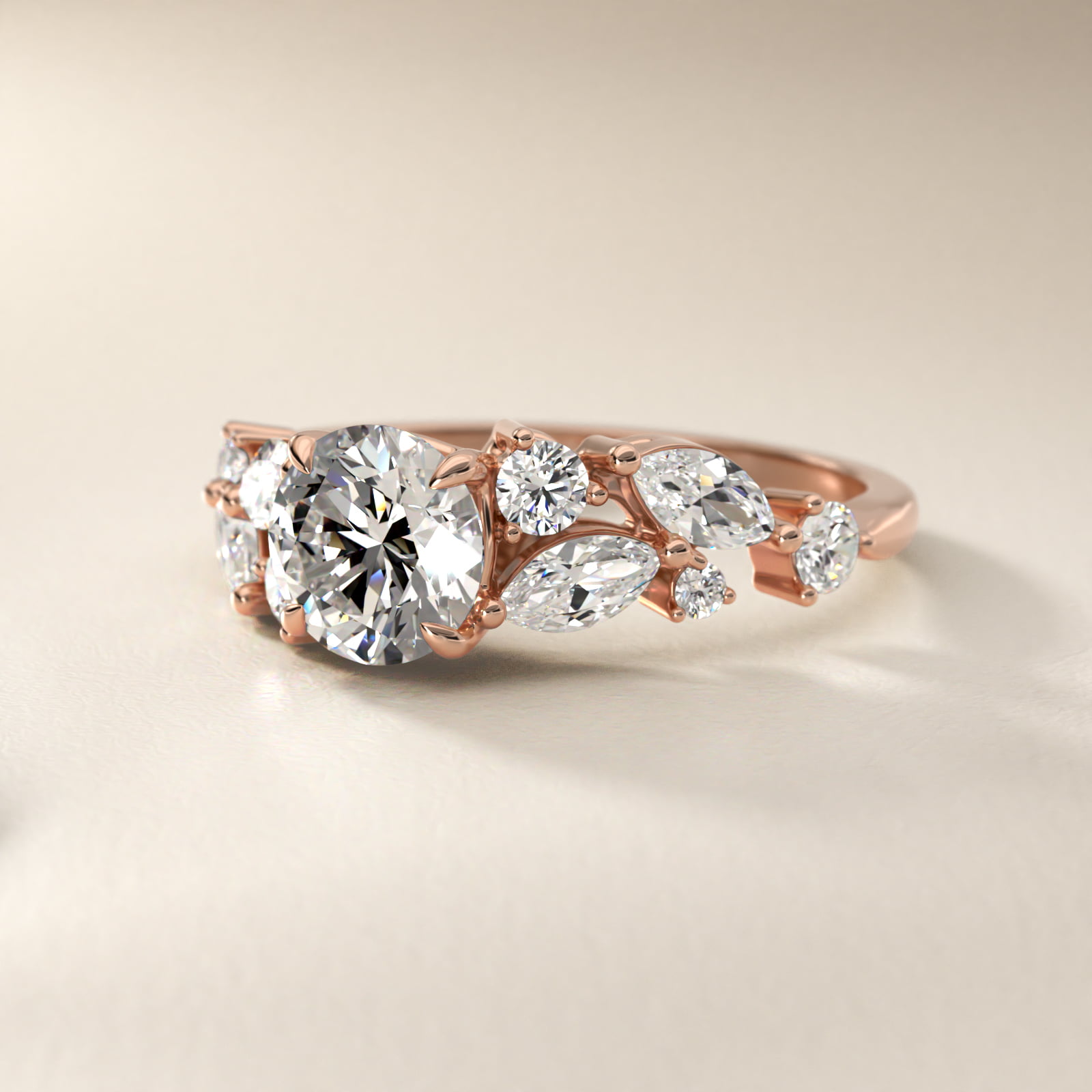 Diamond Nest Side Stone Engagement Ring In 14K Rose Gold By James Allen