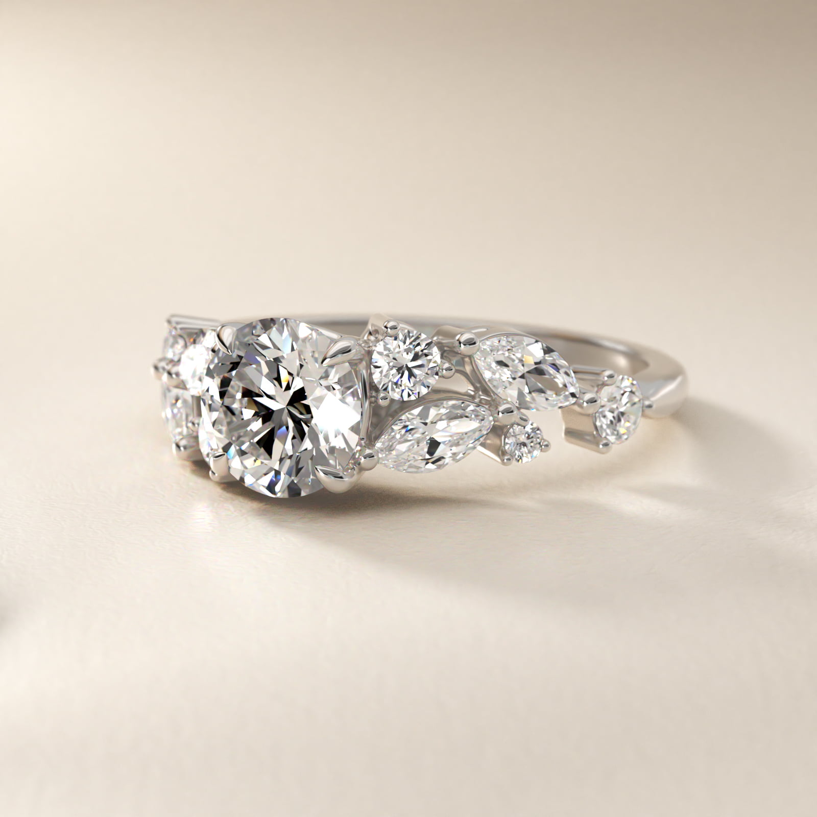 Diamond Nest Side Stone Engagement Ring In Platinum By James Allen