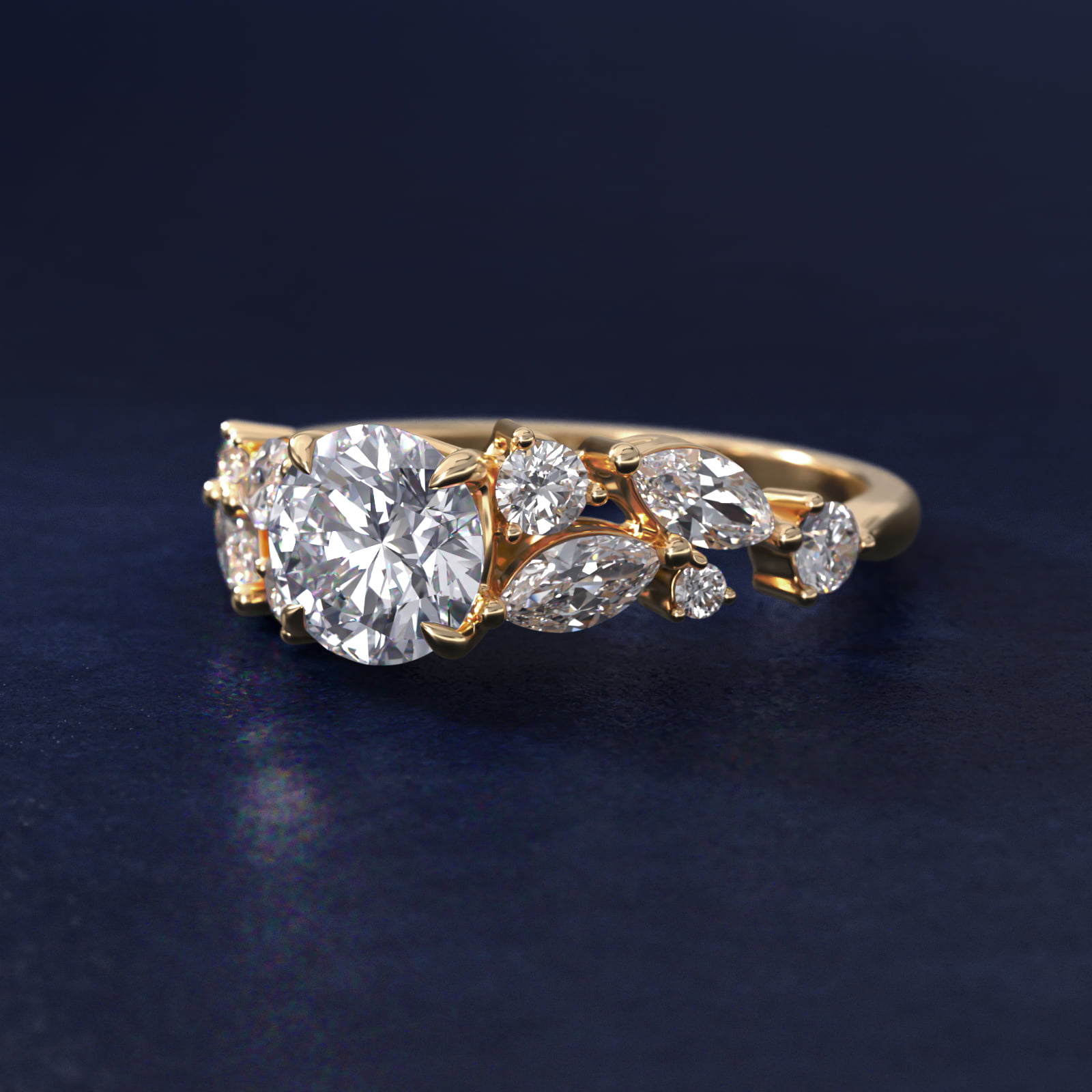 Diamond Nest Side Stone Engagement Ring In 14K Yellow Gold By James Allen