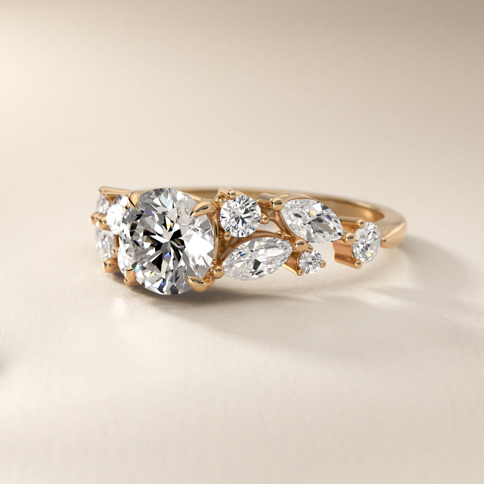 Diamond Nest Side Stone Engagement Ring In 18K Yellow Gold By James Allen