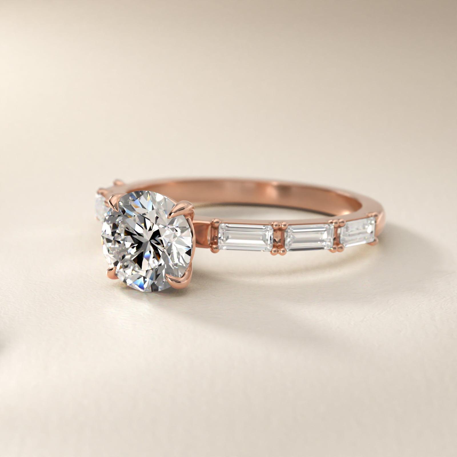 Floating Diamond Line Side Stone Engagement Ring In 14K Rose Gold By James Allen