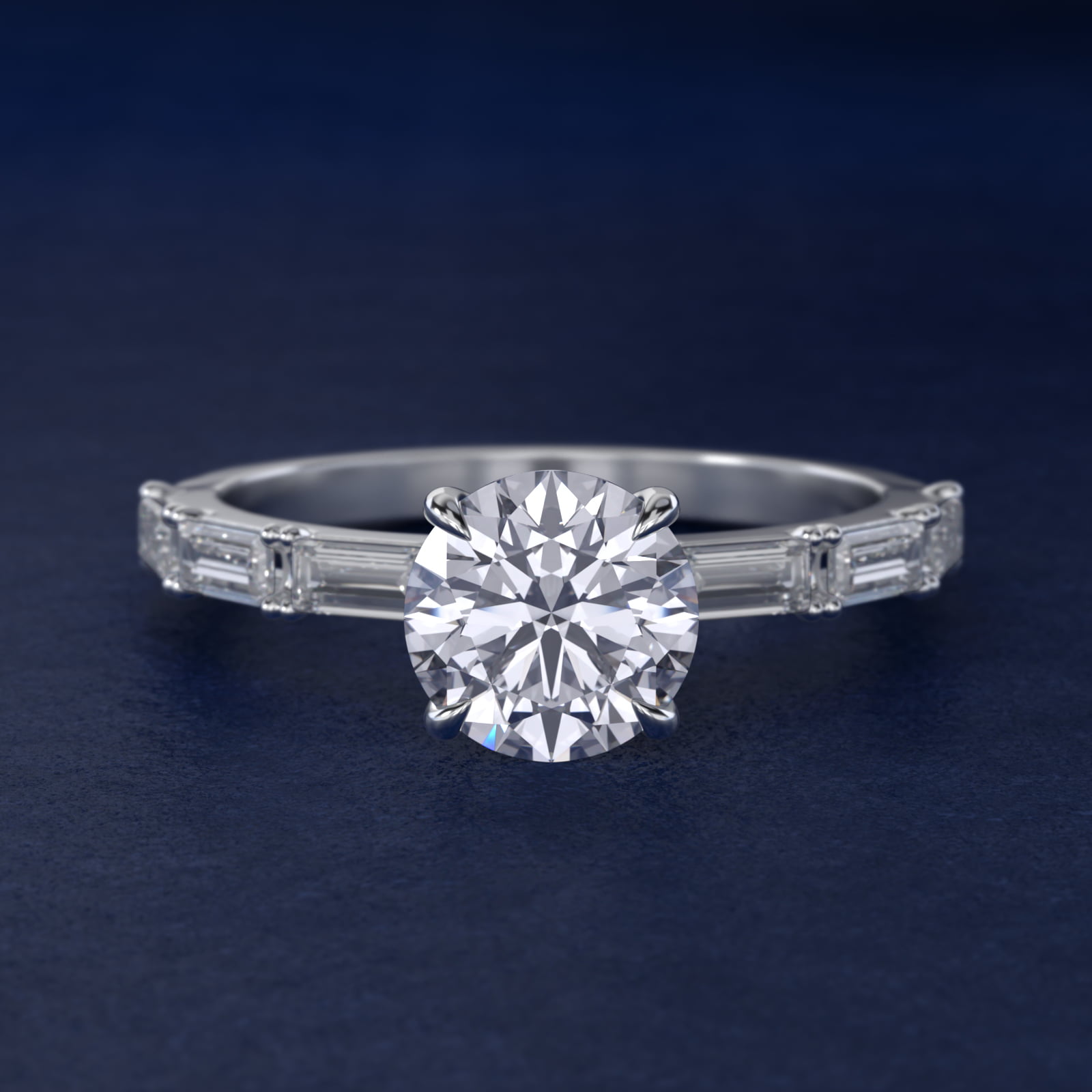 Floating Diamond Line Side Stone Engagement Ring In 14K White Gold By James Allen