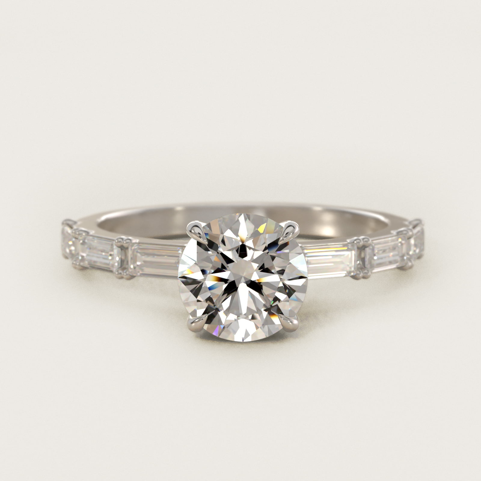 Floating Diamond Line Side Stone Engagement Ring In 18K White Gold By James Allen