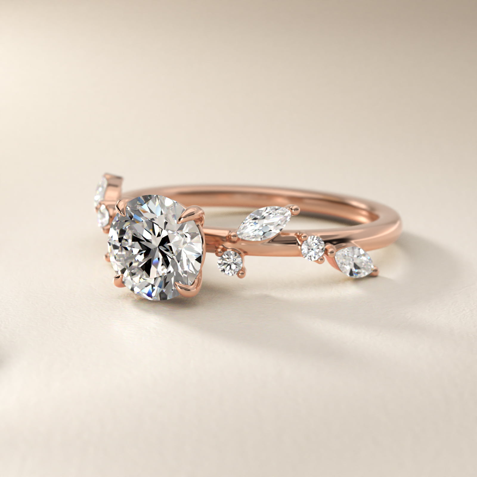 Diamond Whisper Side Stone Engagement Ring In 14K Rose Gold By James Allen