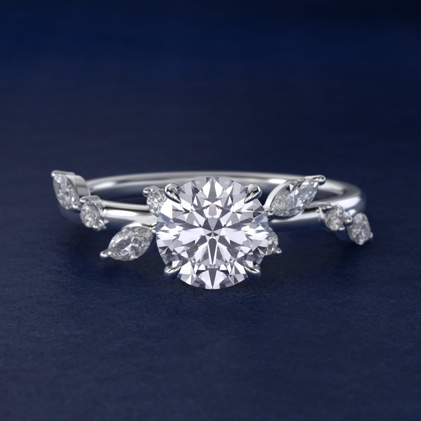 Diamond Whisper Side Stone Engagement Ring In 14K White Gold By James Allen