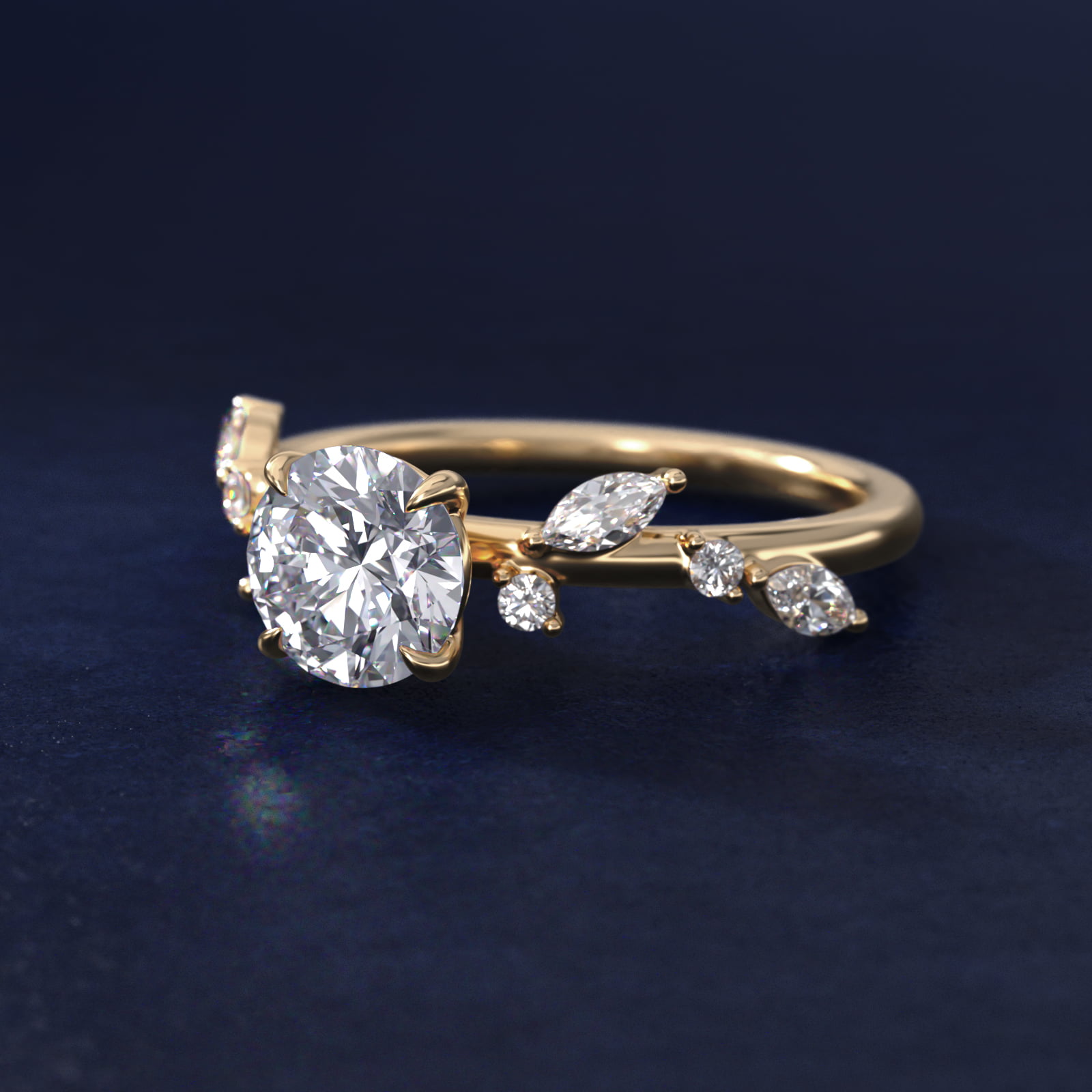 Diamond Whisper Side Stone Engagement Ring In 18K Yellow Gold By James Allen
