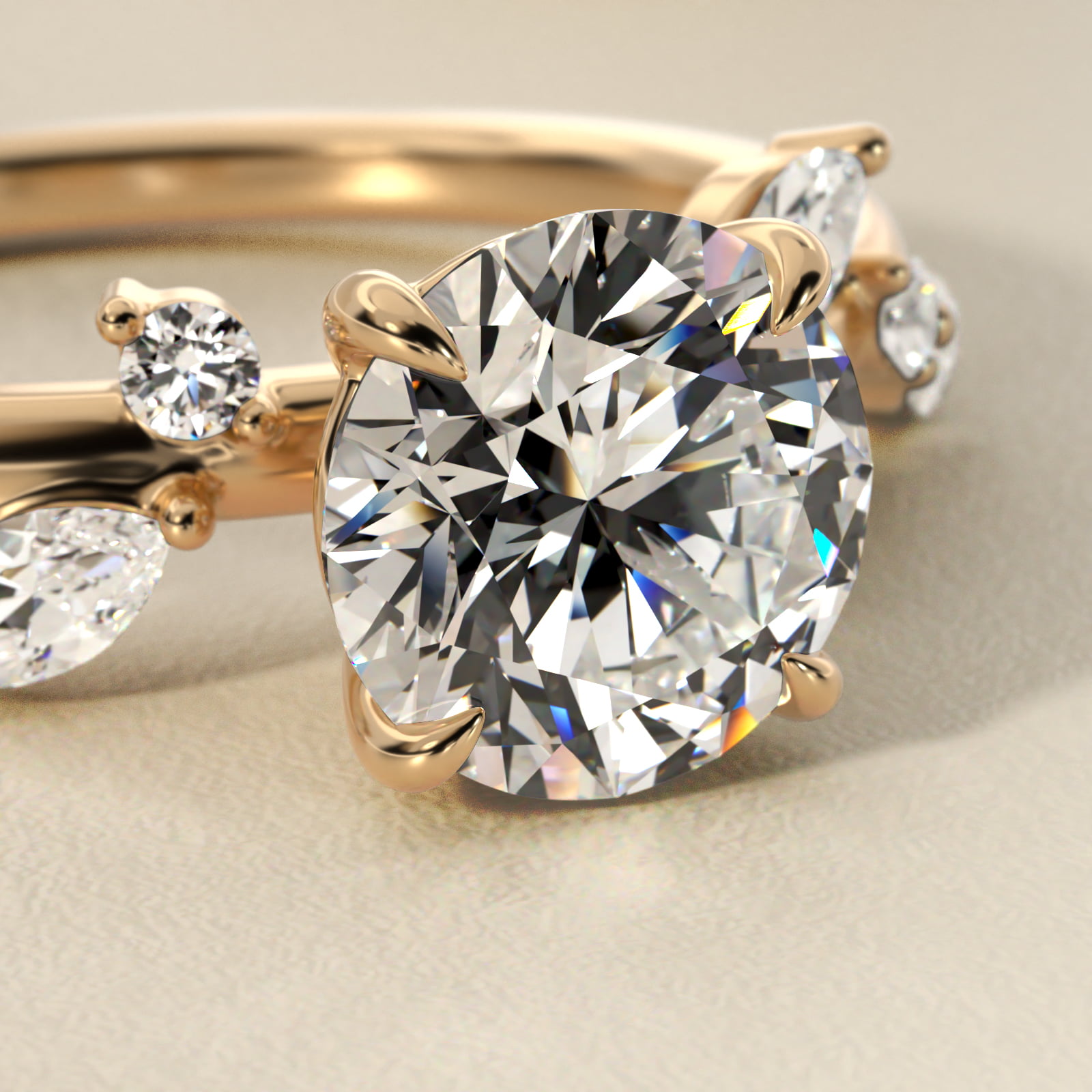 Diamond Whisper Side Stone Engagement Ring In 18K Yellow Gold By James Allen