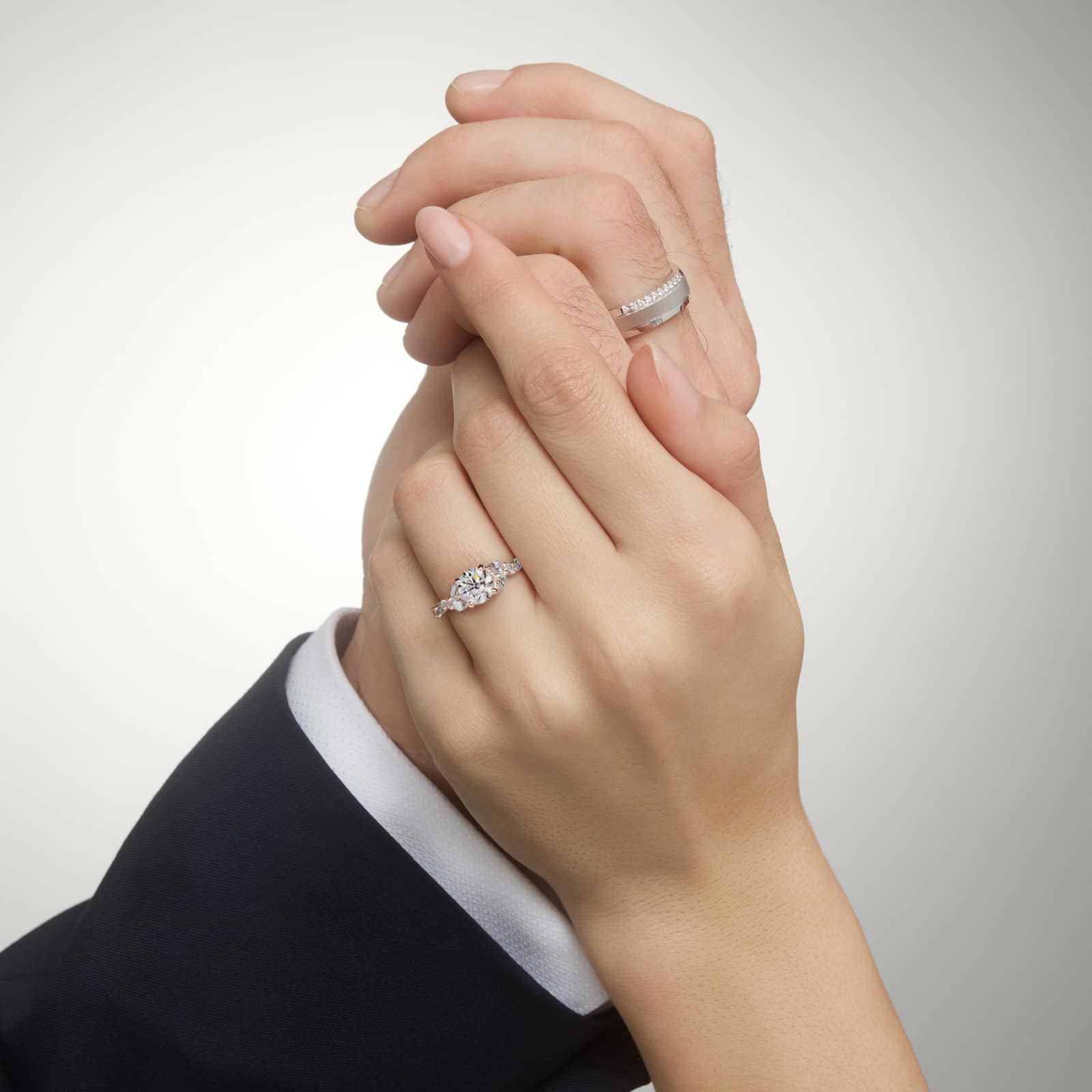 Romantic Pear and Round Diamond Twist Engagement Ring in 18k Rose Gold (1/2 ct. tw.)