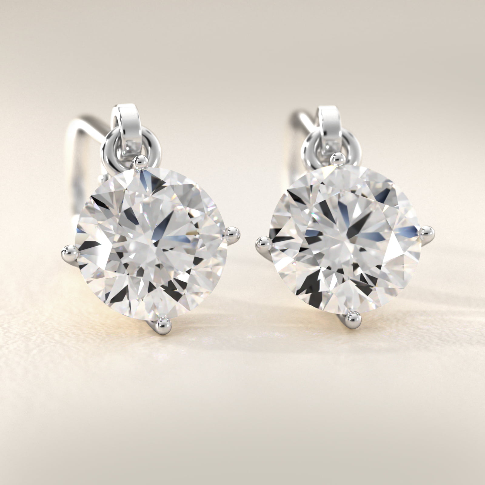 Four-Prong Leverback Drop Earrings in 14k White Gold