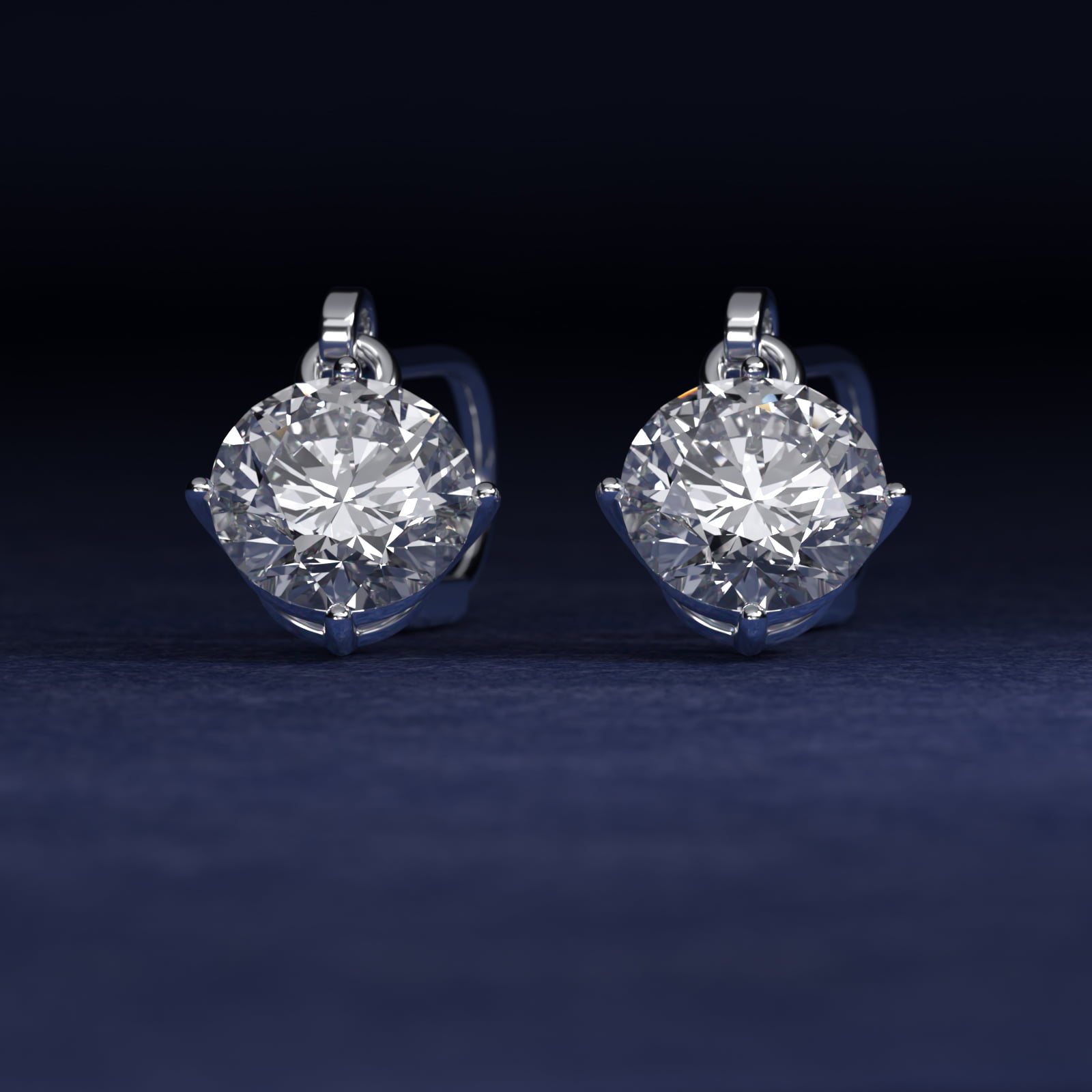 Four-Prong Leverback Drop Earrings in Platinum