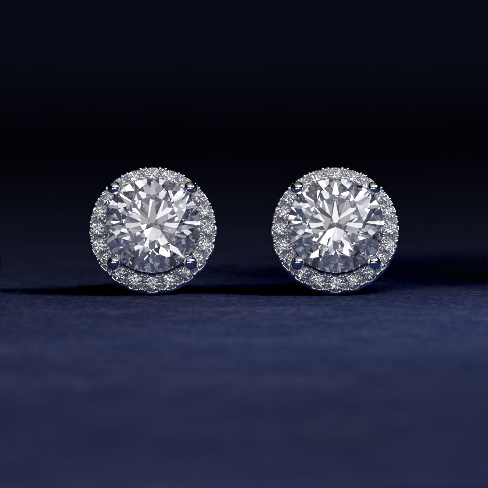 Halo Diamond Earring Setting in 14k White Gold