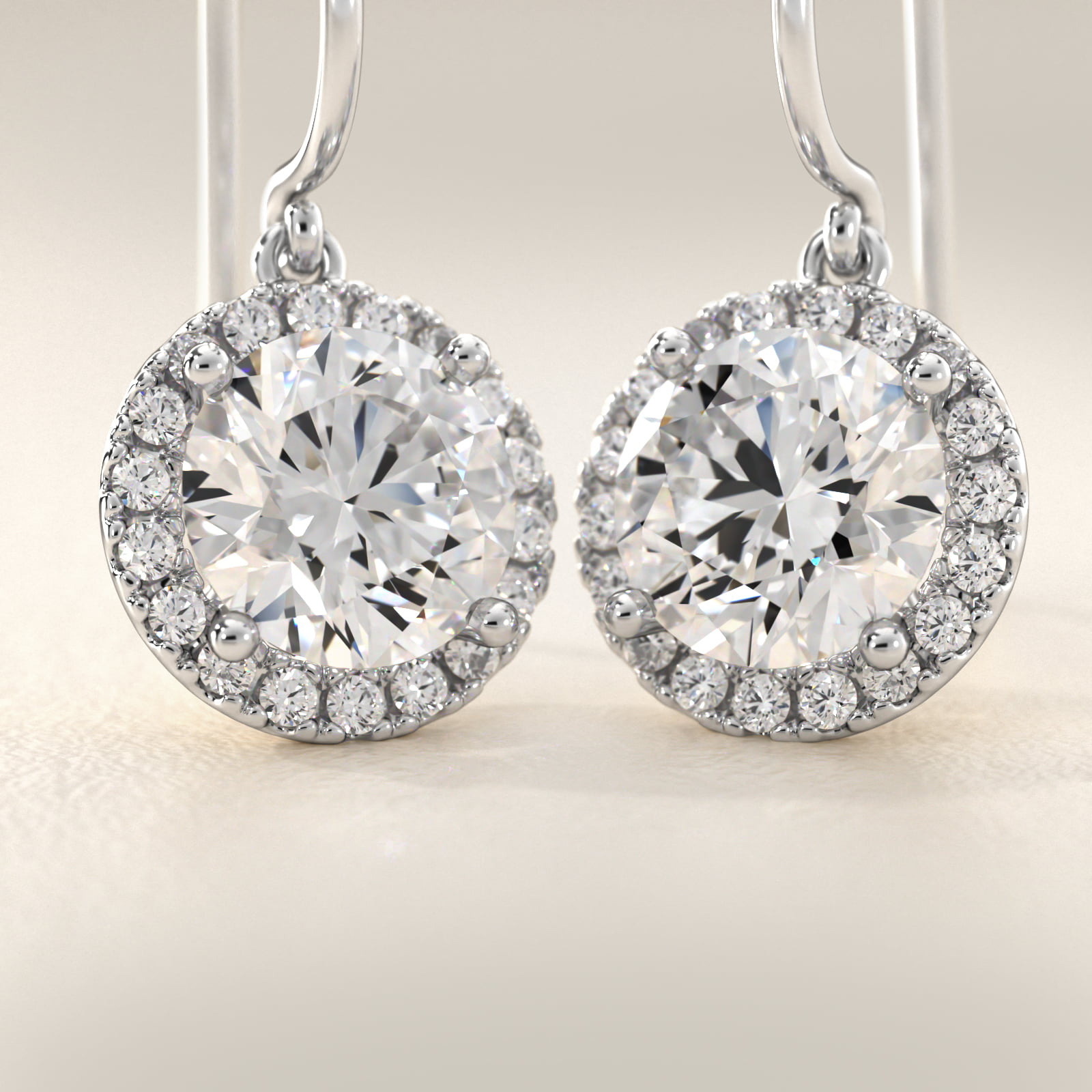 The Gallery Collection™ Diamond Halo French Pavé Drop Earring Setting in Platinum