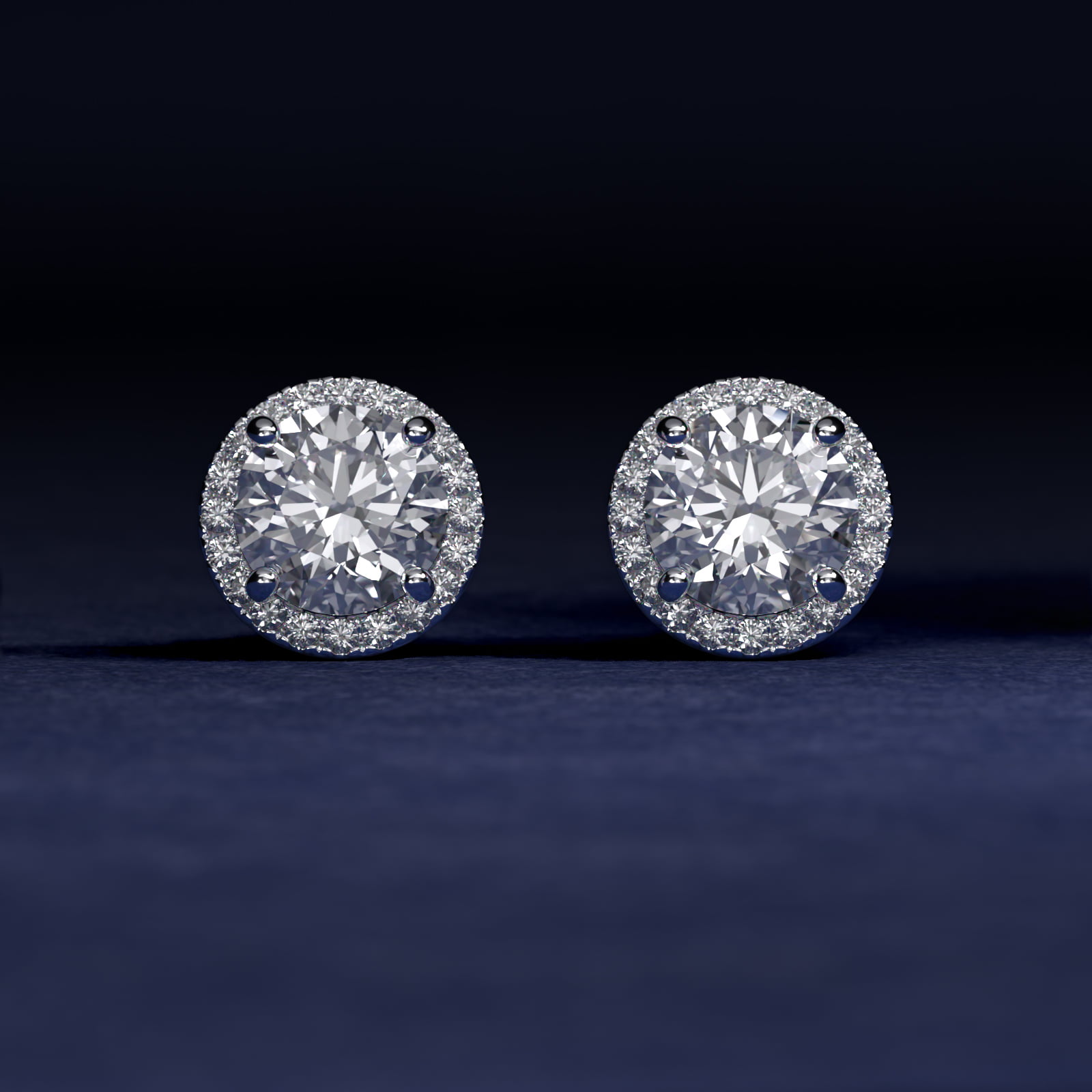 The Gallery Collection™ Diamond Halo Pavé Earring Setting in Platinum