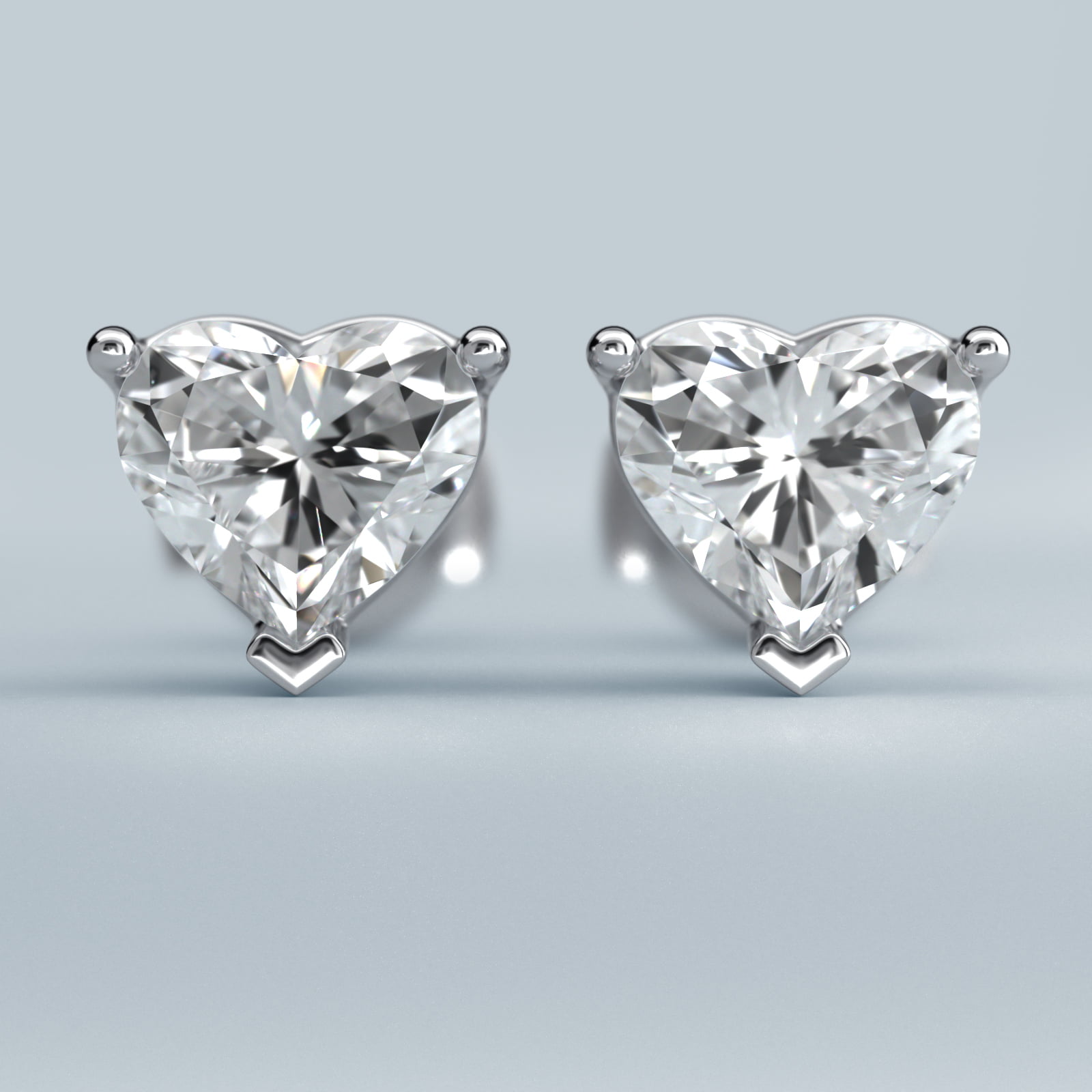 Heart Cut Diamond Stud Earrings In 14K White Gold (Setting)
