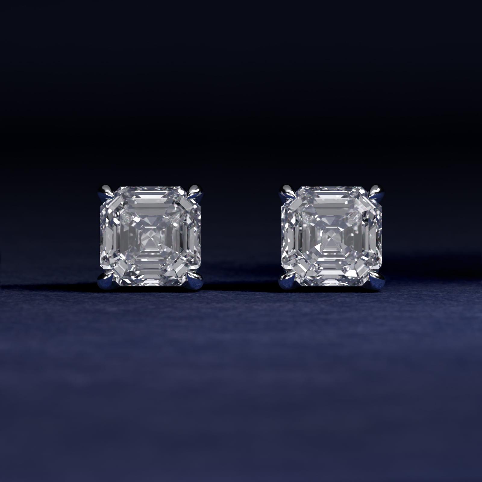 Asscher Cut Diamond Earrings In Platinum (Setting)