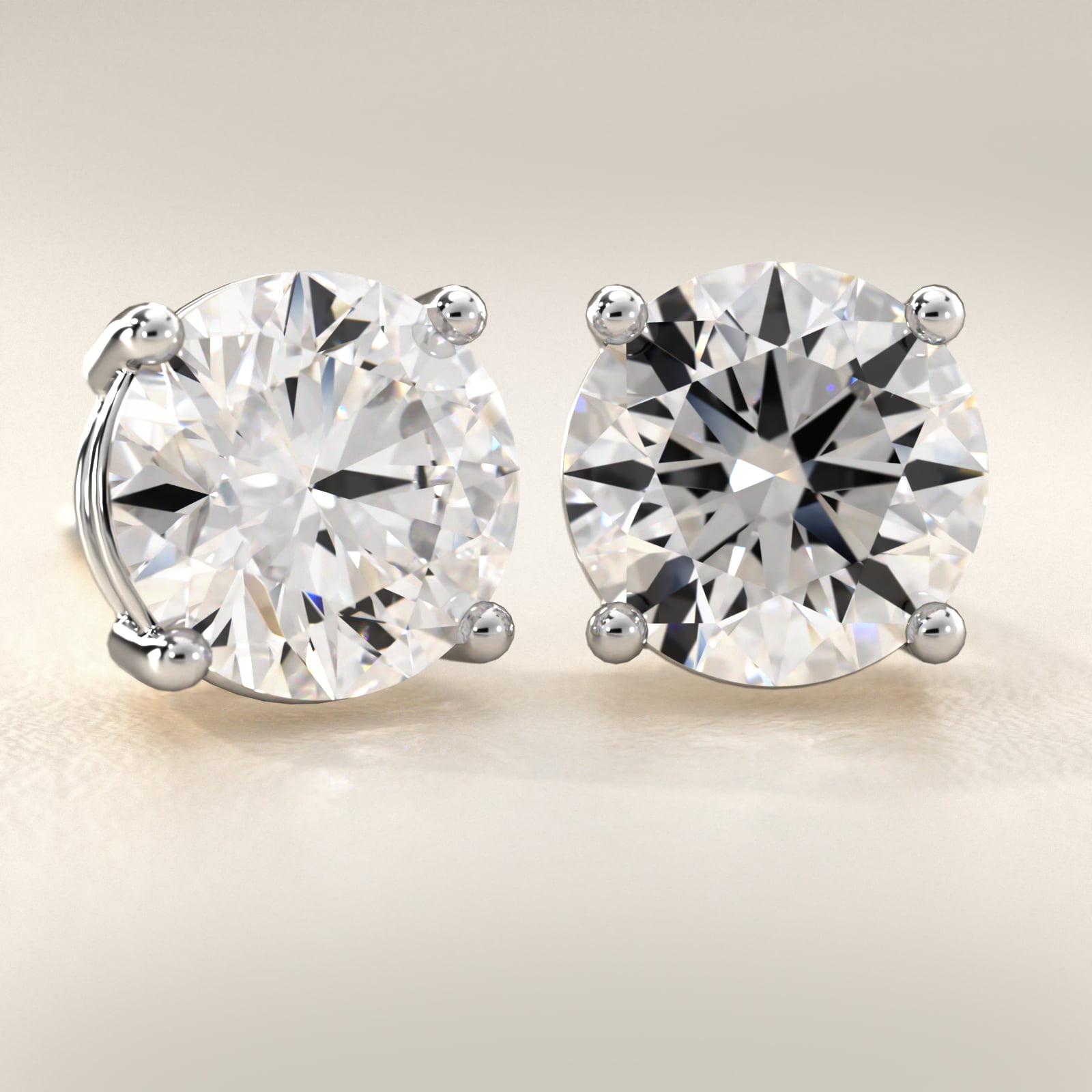 Four Prong Stud Earrings In 18K White Gold (Setting)