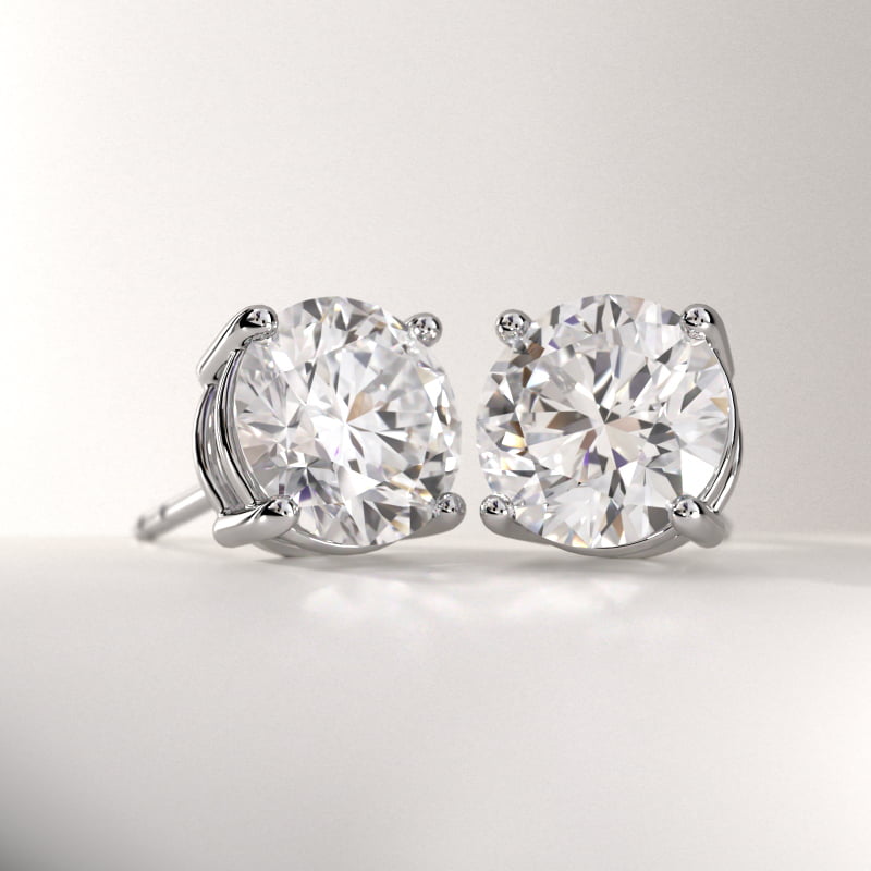 Four Prong Stud Earrings In Platinum (Setting)