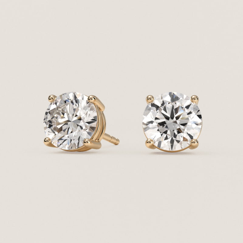 Four Prong Stud Earrings In 14K Yellow Gold (Setting)