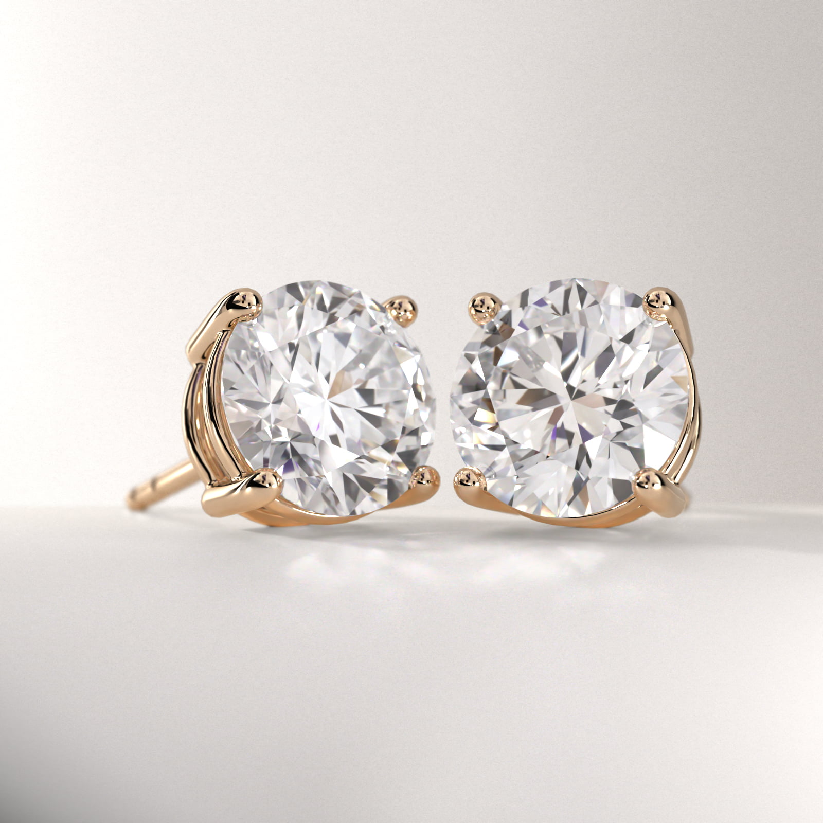 Four Prong Stud Earrings In 18K Yellow Gold (Setting)