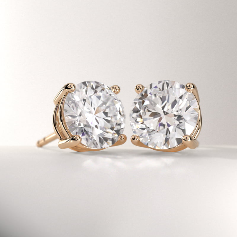 Four Prong Stud Earrings   In 14K Yellow Gold (Setting)