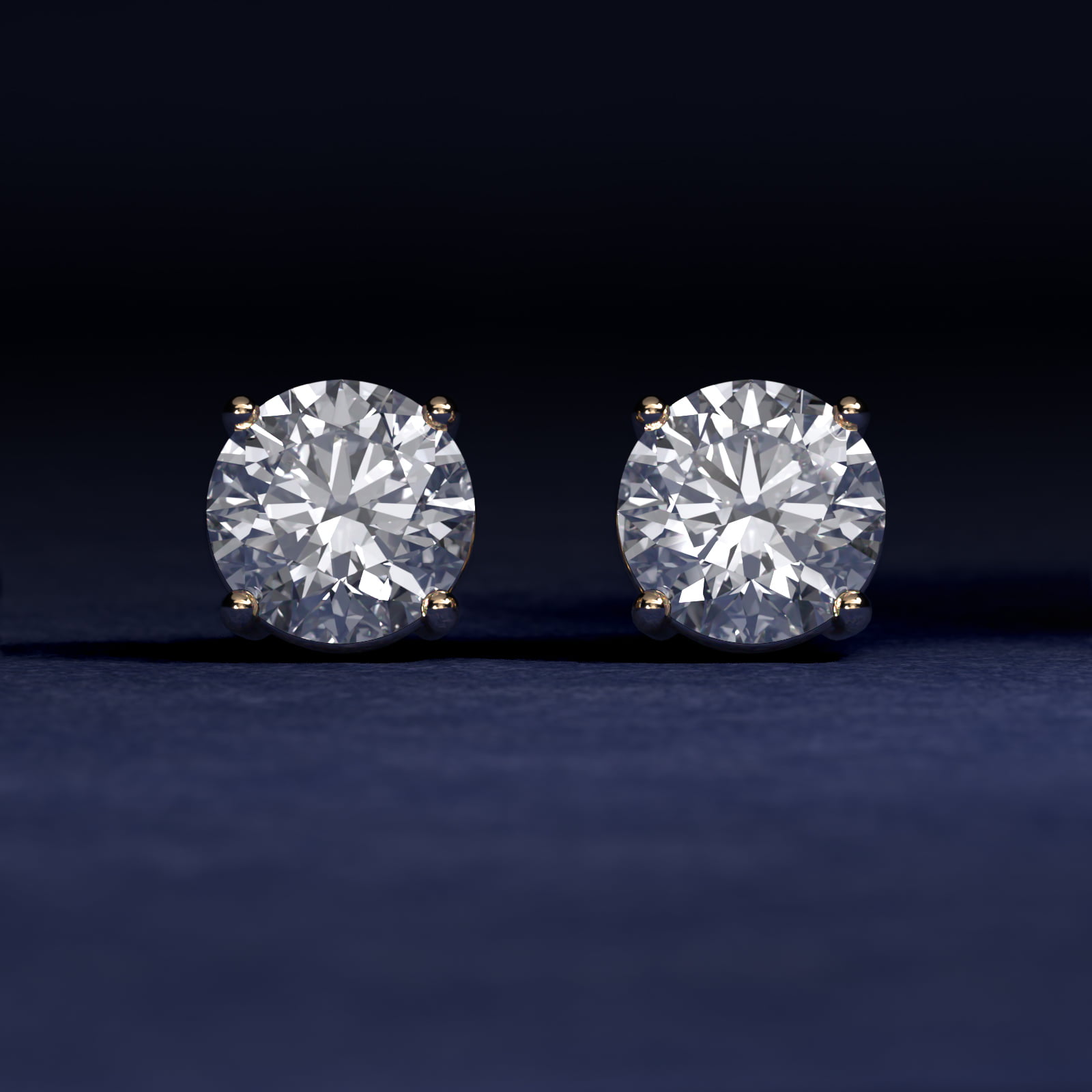 Four Prong Stud Earrings   In 14K Yellow Gold (Setting)