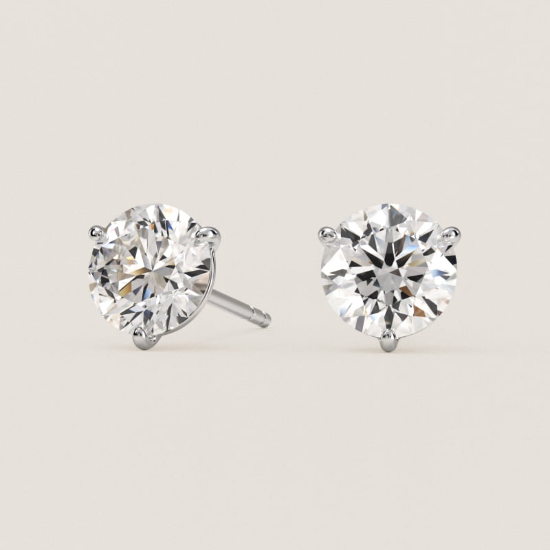 Three Prong Martini Stud Earring In Platinum (Setting)