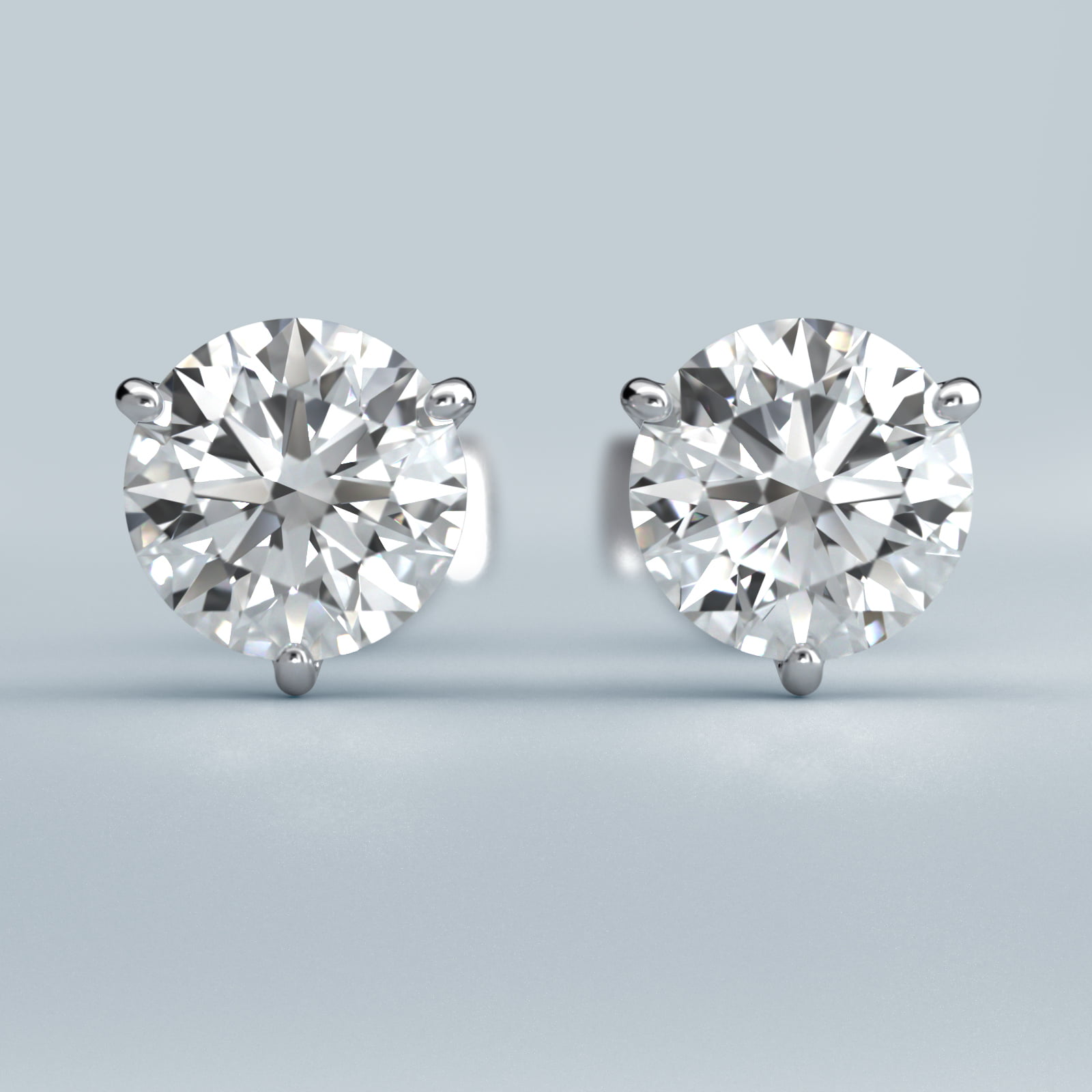 Three Prong Martini Stud Earring In Platinum (Setting)