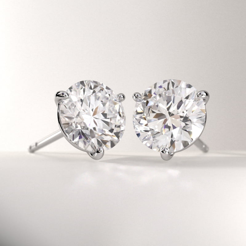 Three Prong Martini Stud Earring In Platinum (Setting)