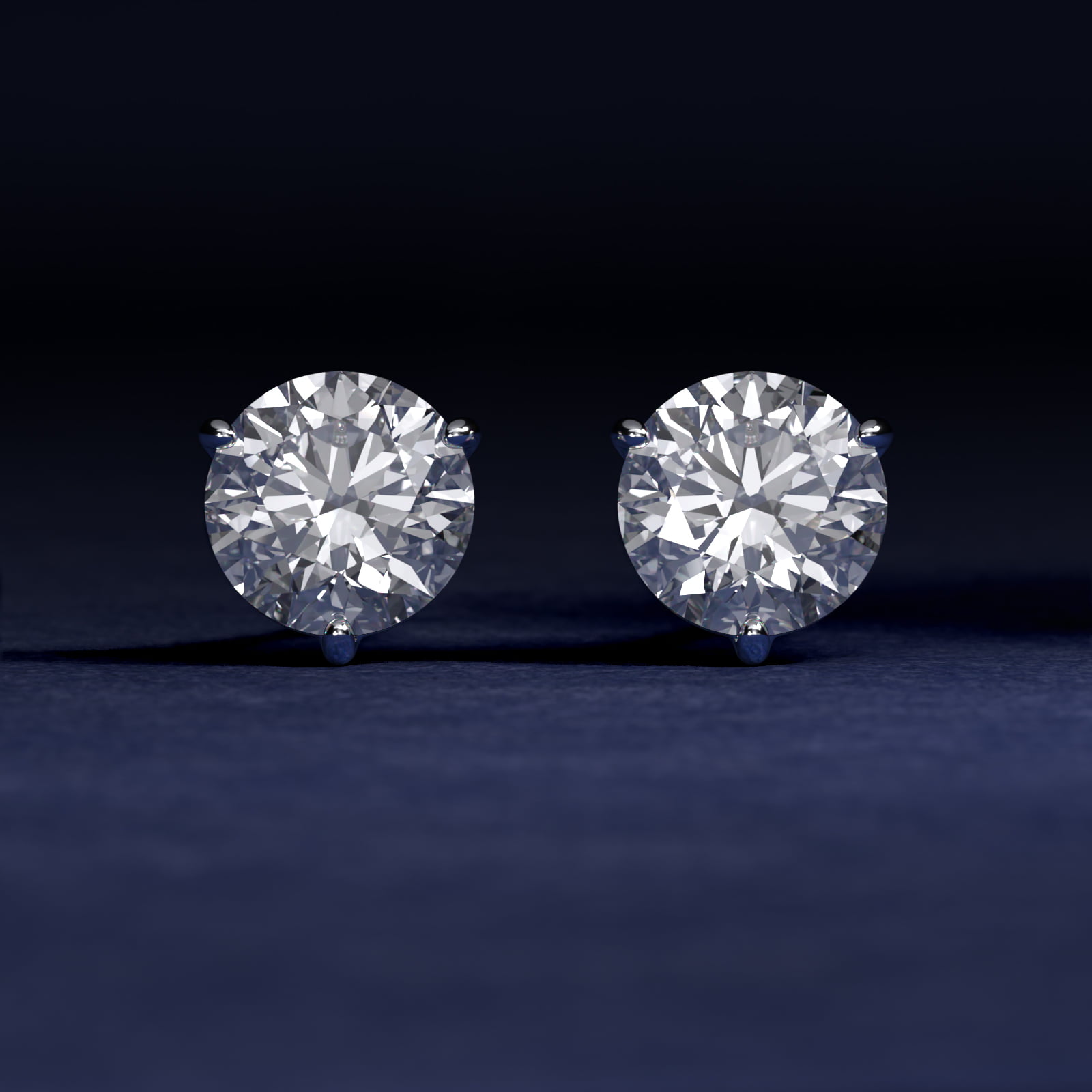 Three Prong Martini Stud Earring In 18K White Gold (Setting)