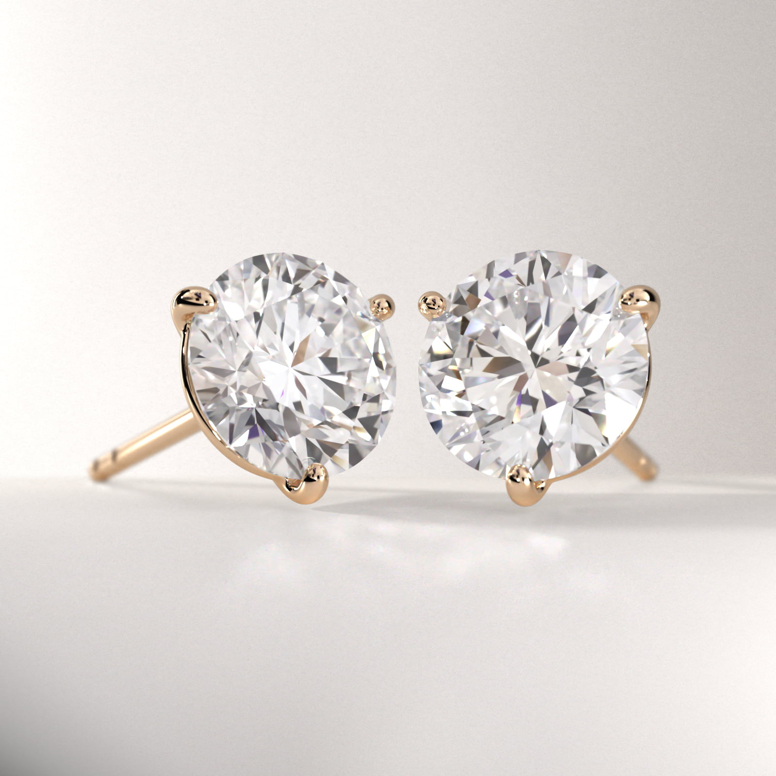 Three Prong Martini Stud Earring   In 14K Yellow Gold (Setting)