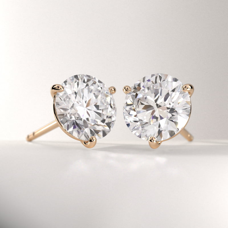Three Prong Martini Stud Earring In 14K Yellow Gold (Setting)