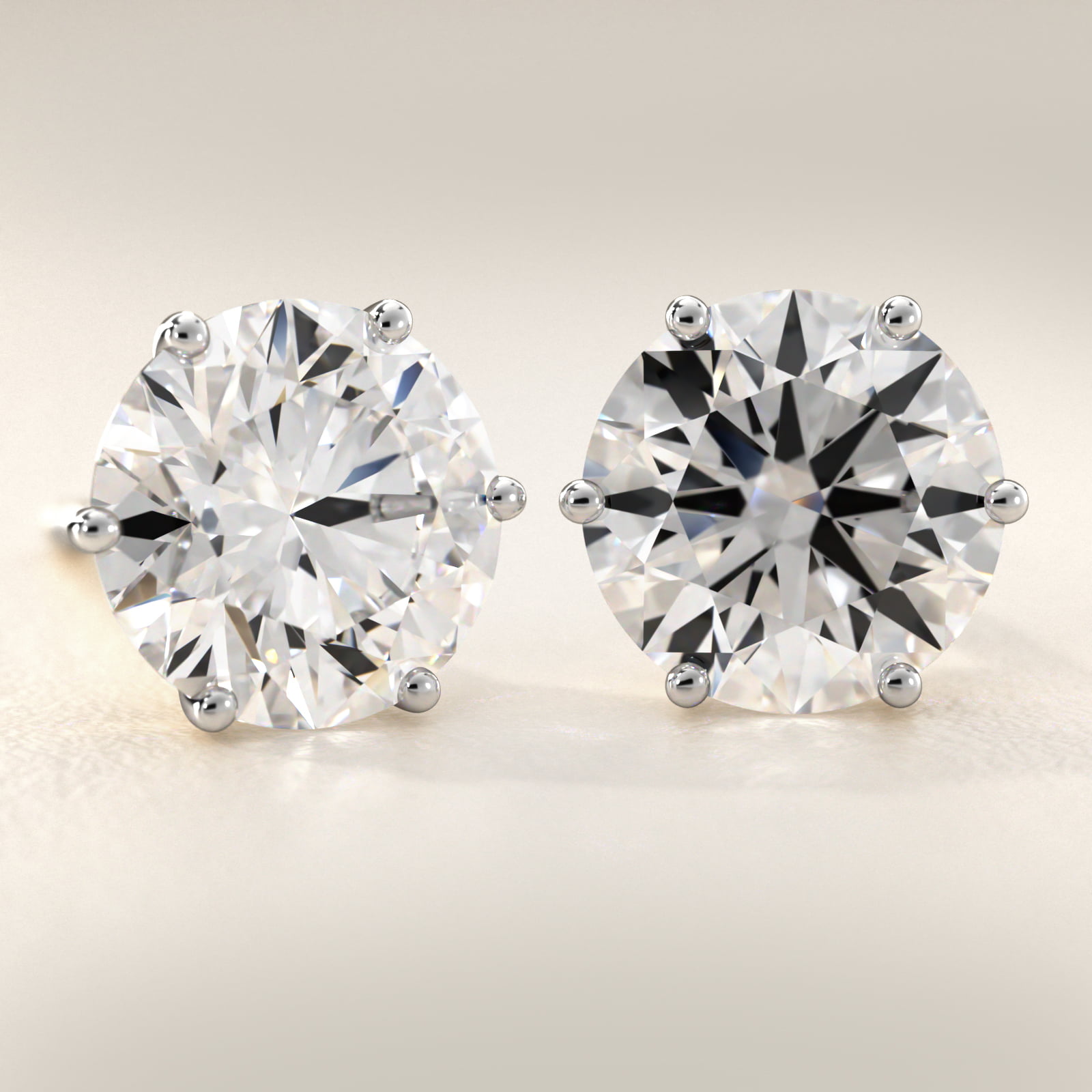 Six Prong Stud Earrings In Platinum (Setting)