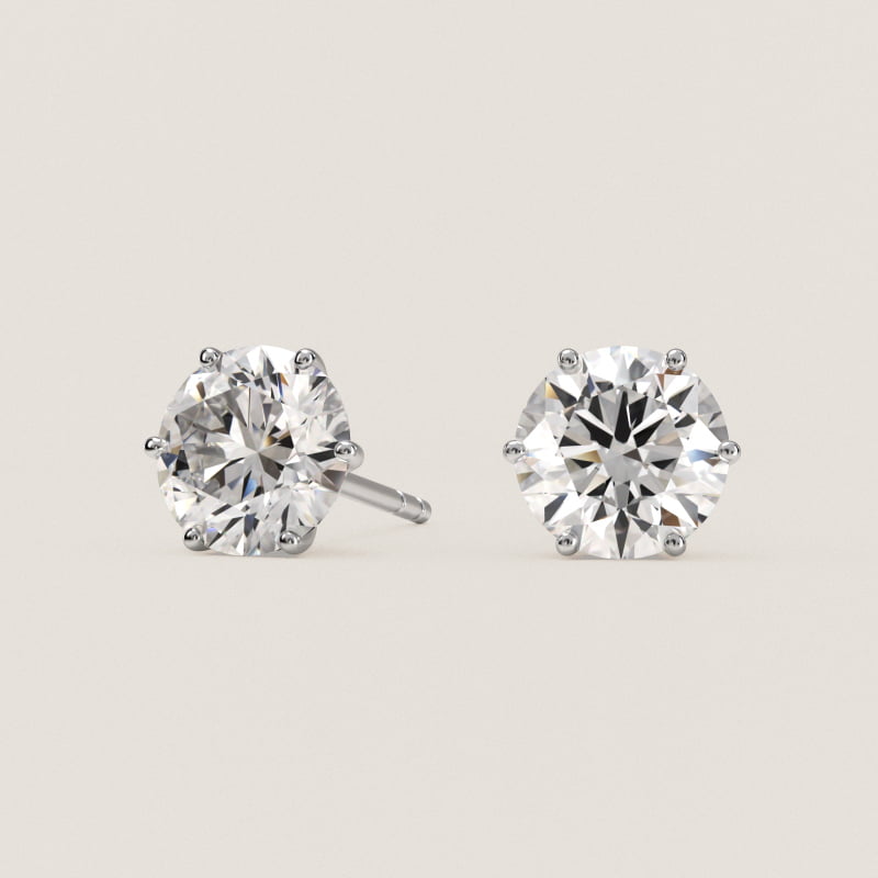 Six Prong Stud Earrings In Platinum (Setting)