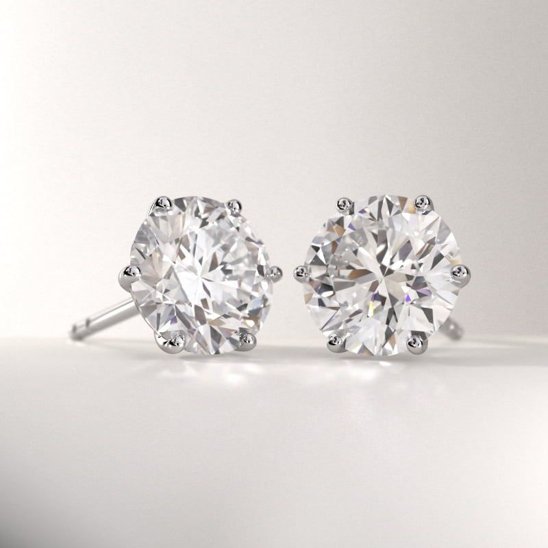 Six Prong Stud Earrings In Platinum (Setting)