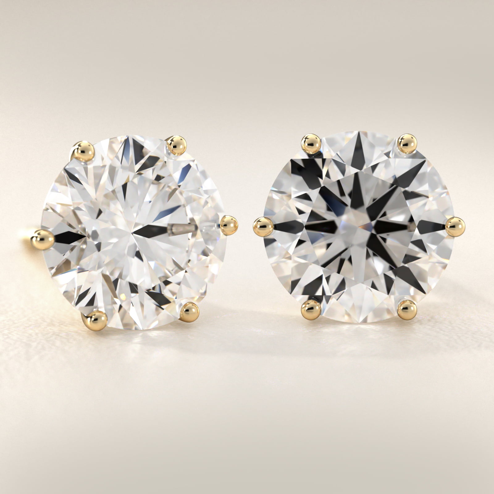 Six Prong Stud Earrings   In 18K Yellow Gold (Setting)