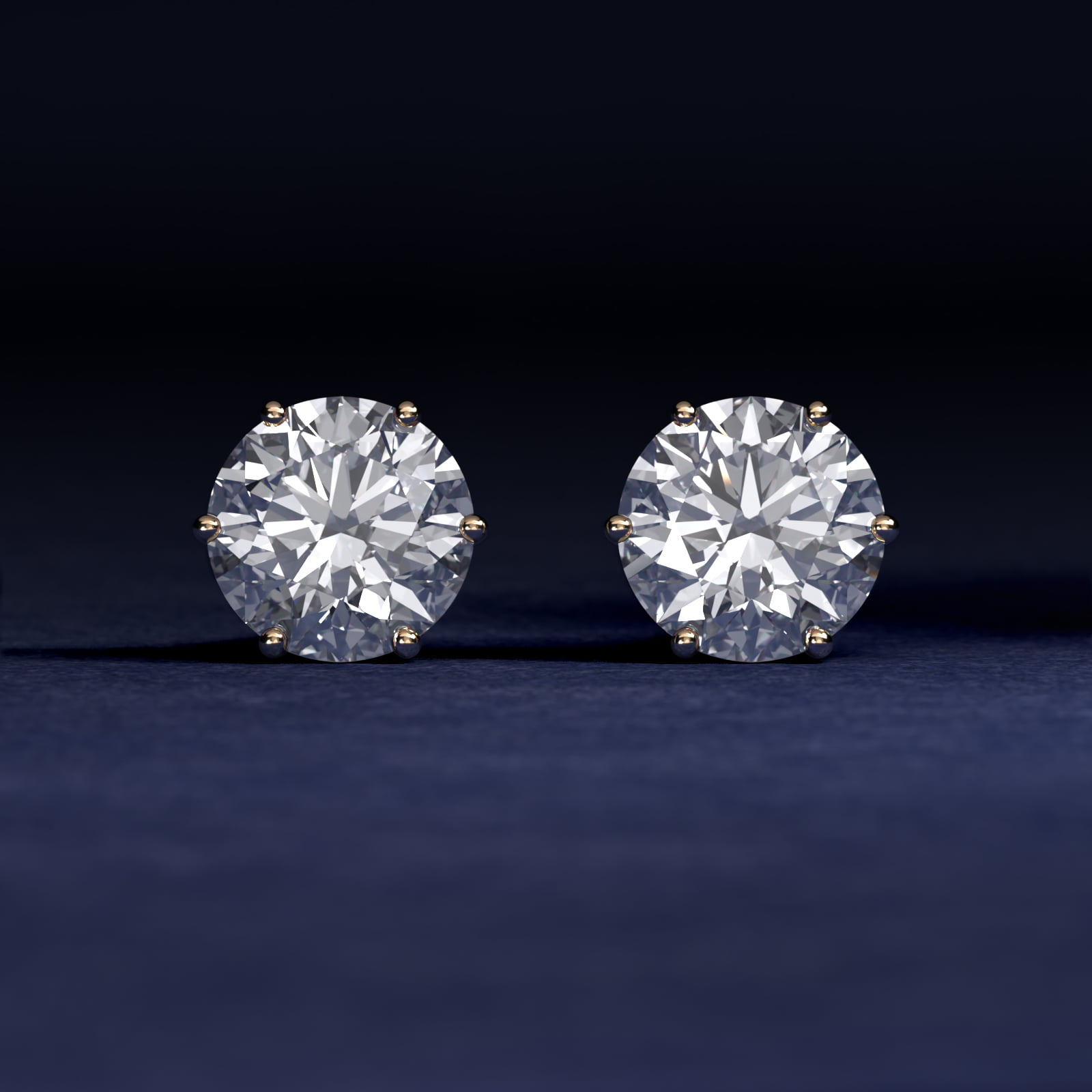 Six Prong Stud Earrings   In 14K Yellow Gold (Setting)