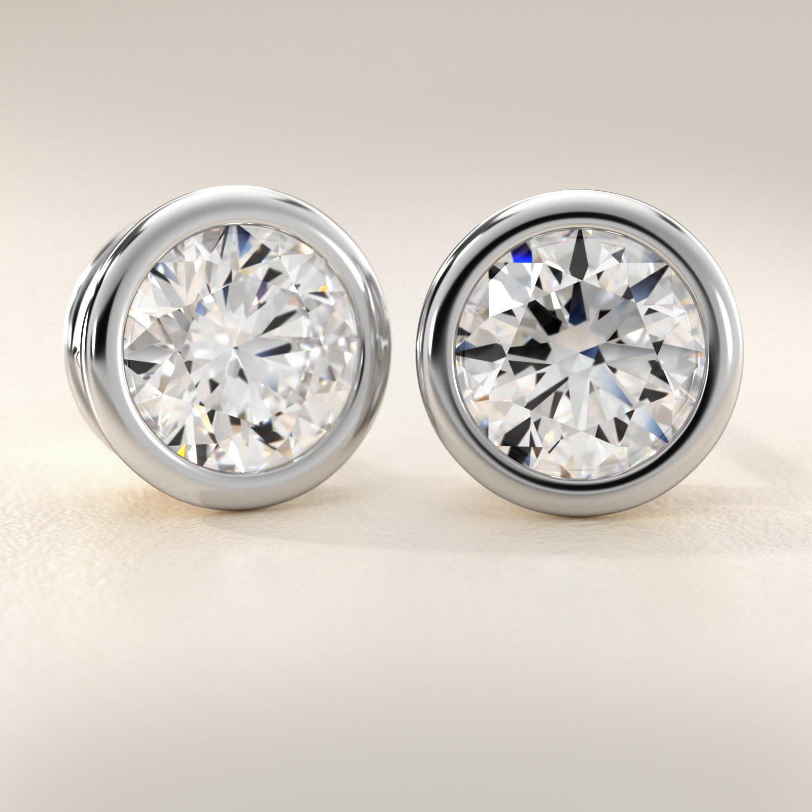 Bezel Set Earrings In 14K White Gold (Setting)
