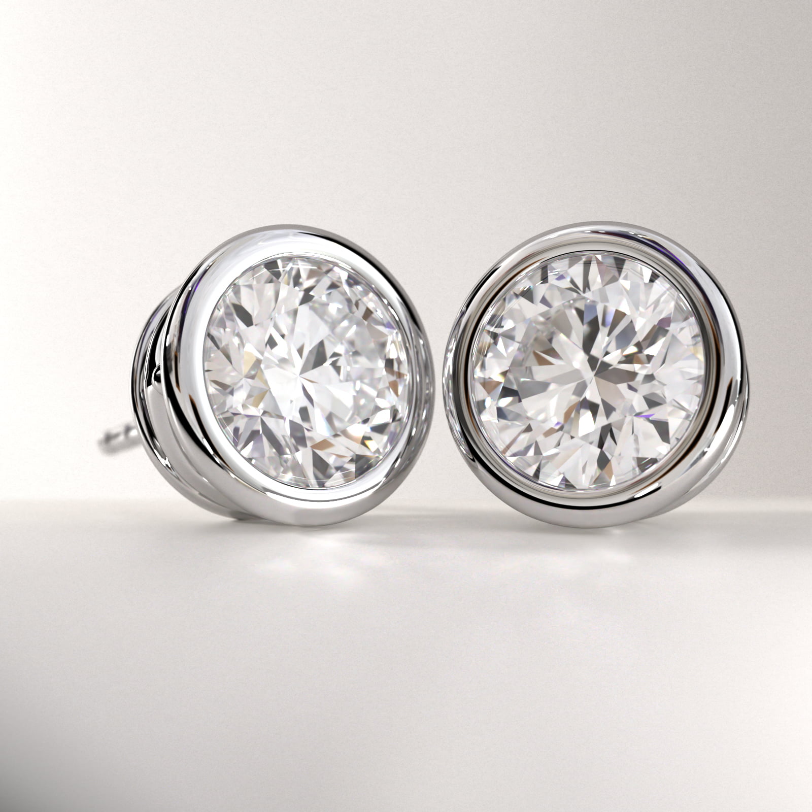 Bezel Set Earrings In Platinum (Setting)