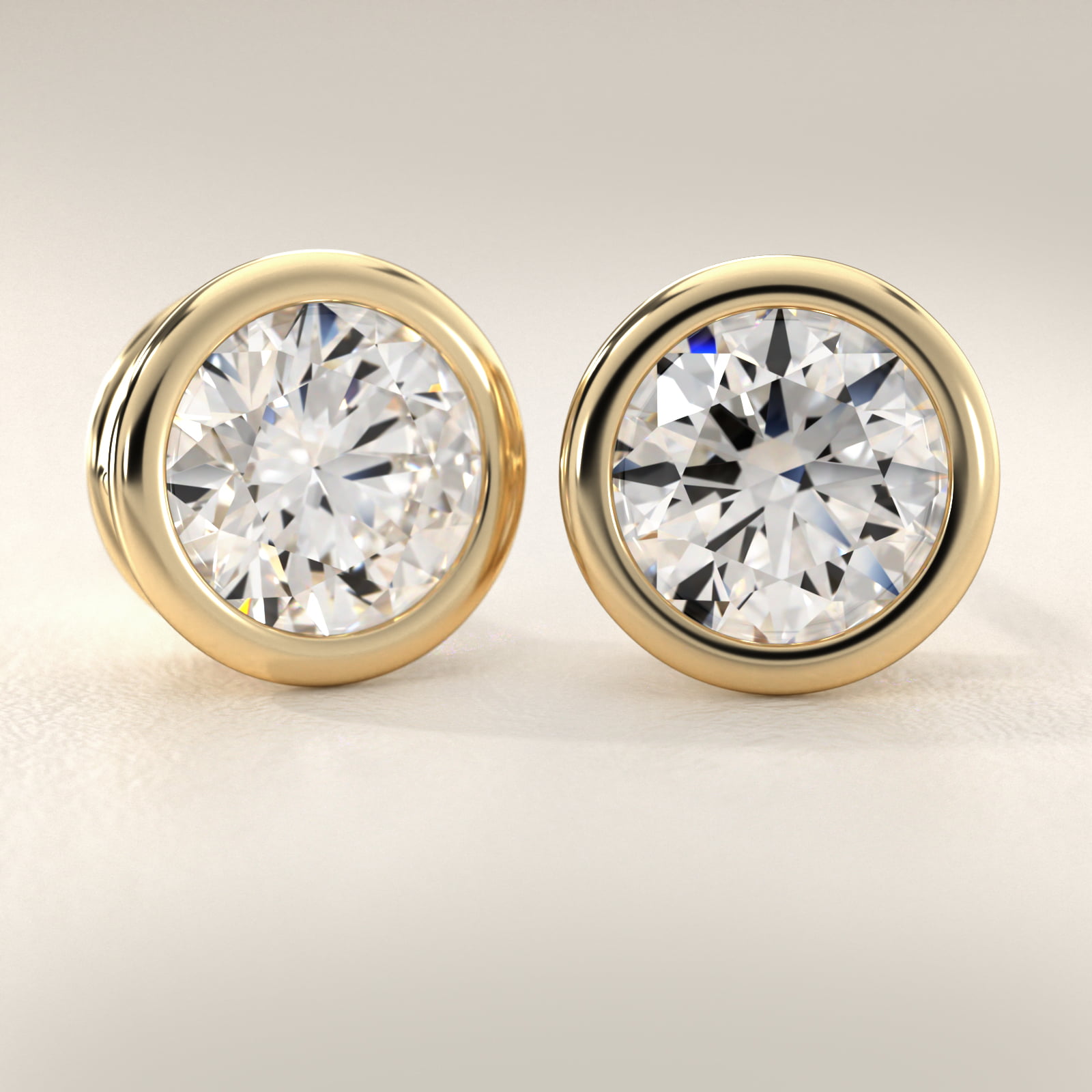 Bezel Set Earrings In 18K Yellow Gold (Setting)