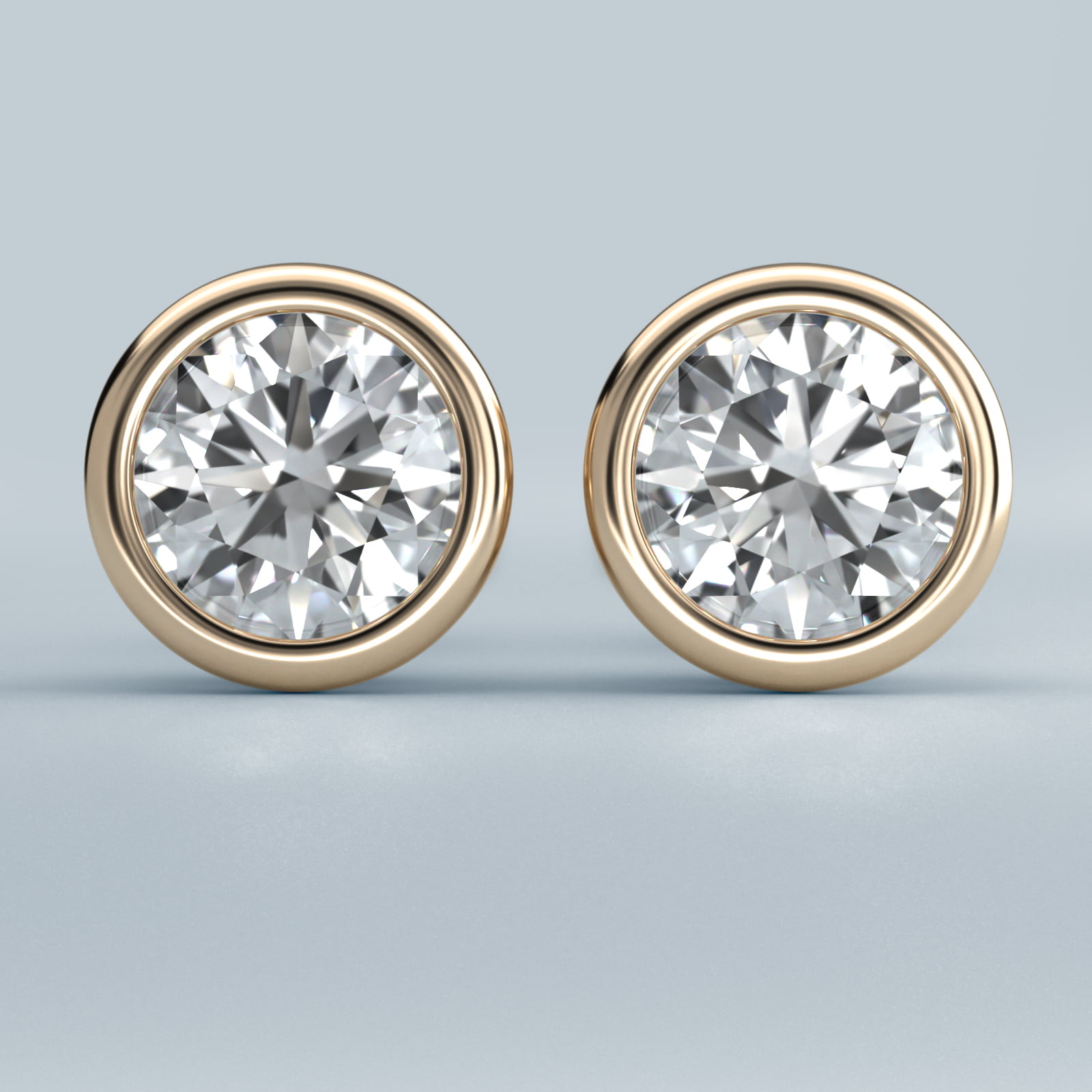 Bezel Set Earrings In 14K Yellow Gold (Setting)