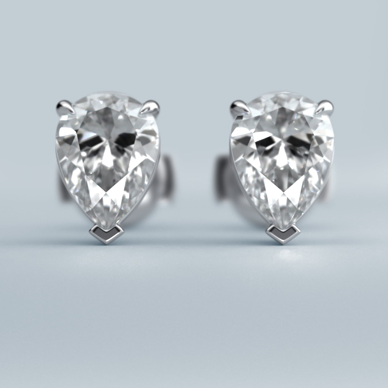 Pear Cut Diamond Stud Earrings    In Platinum (Setting)
