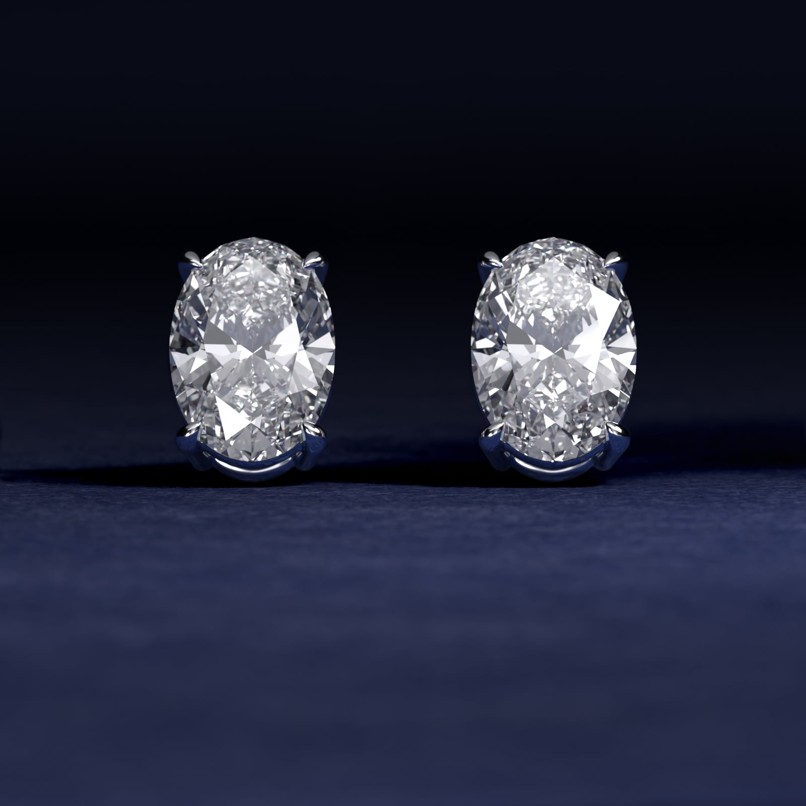 Oval Cut Diamond Stud Earrings    In Platinum (Setting)