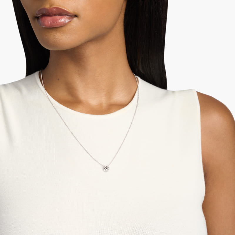 Four Prong Basket Solitaire Diamond Pendant In 14K White Gold (Setting)