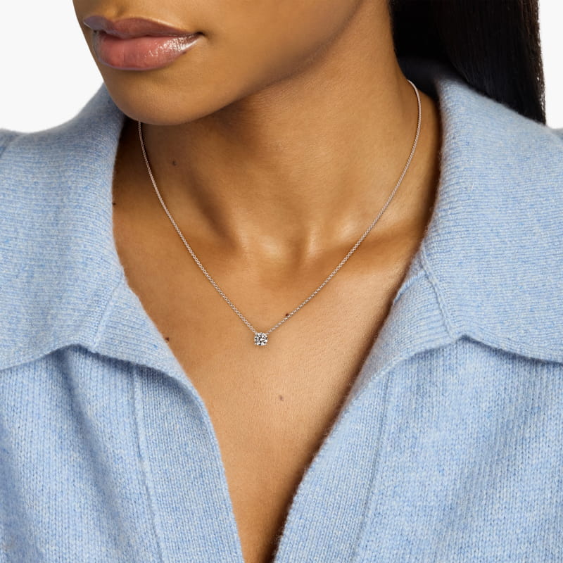 Four Prong Basket Solitaire Diamond Pendant In Platinum (Setting)