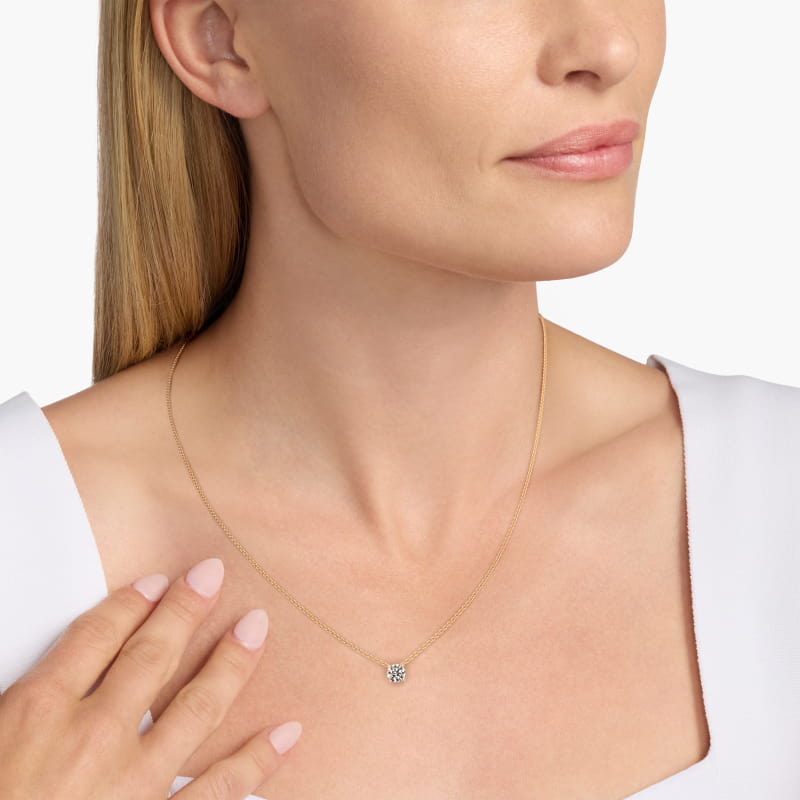 Four Prong Basket Solitaire Diamond Pendant   In 14K Yellow Gold (Setting)