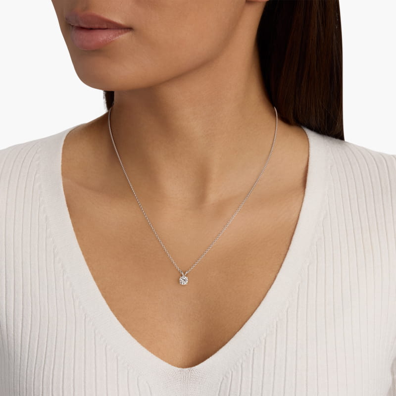 Double-Bail Diamond Solitaire Pendant  In 14K White Gold (Setting)