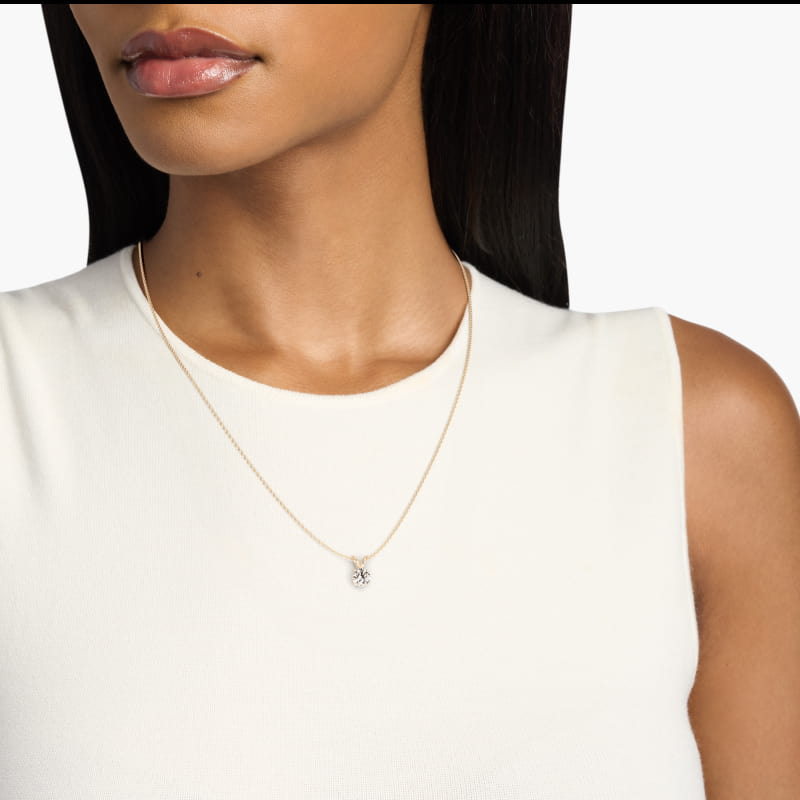 Double-Bail Diamond Solitaire Pendant  In 14K Yellow Gold (Setting)