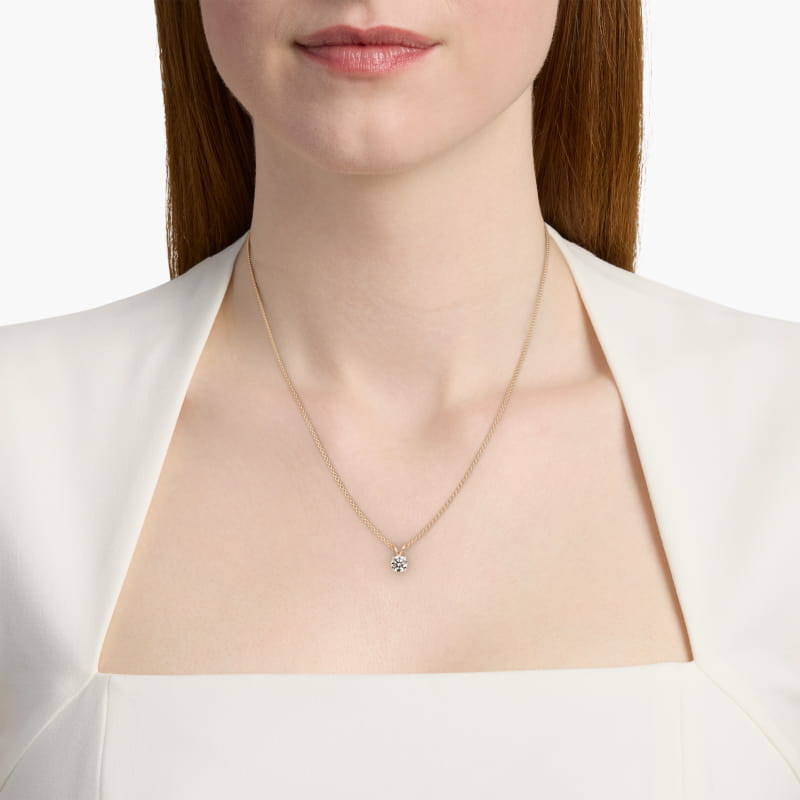 Double-Bail Diamond Solitaire Pendant  In 14K Yellow Gold (Setting)